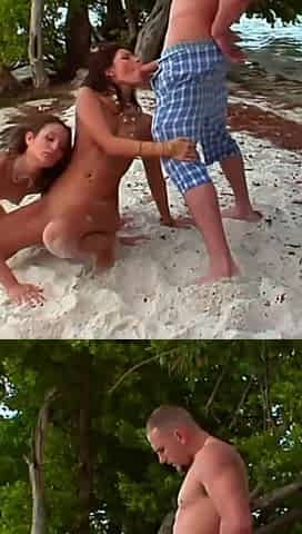 Surprised friends and fuck on the beach by craving cocks