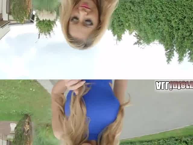 Melanie Gold In Strips Off A Skin Tight Blue Dress Off Her Luscious Thin Body