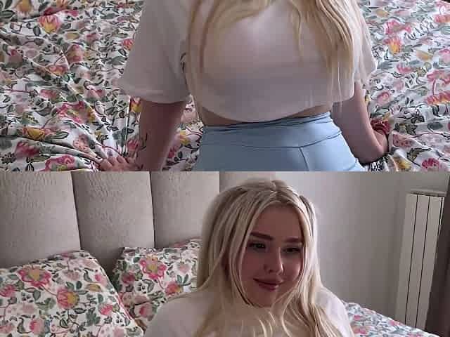 Sexy Busty Blonde Stepsister In Leggings Screwed