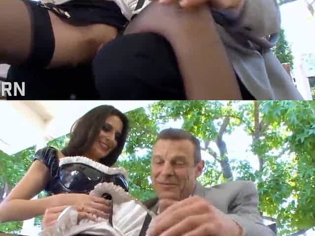 Hot and slender maid with petite breasts is banged by her large knob boss