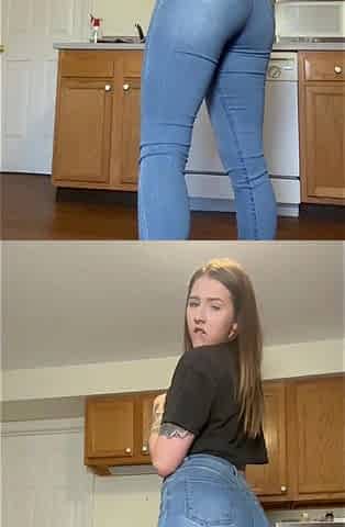 Cute Girl with bubble butt farting for you in TIGHT jeans