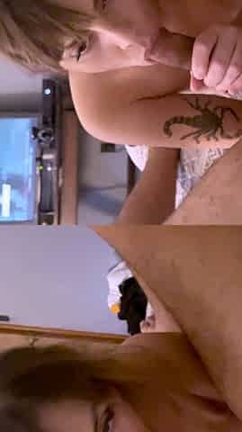 Blowjob for big cock from college brunettes