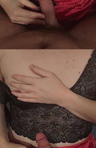 POV tugjob with cum on my melons - that guy oozes for me