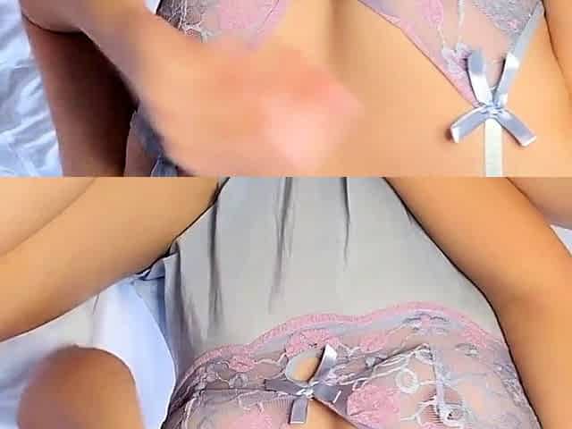 Morning Orgasm in Night Gown - Horny Amateur Teen Babe