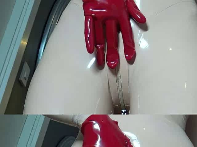 Latex slut solo anal masturbation