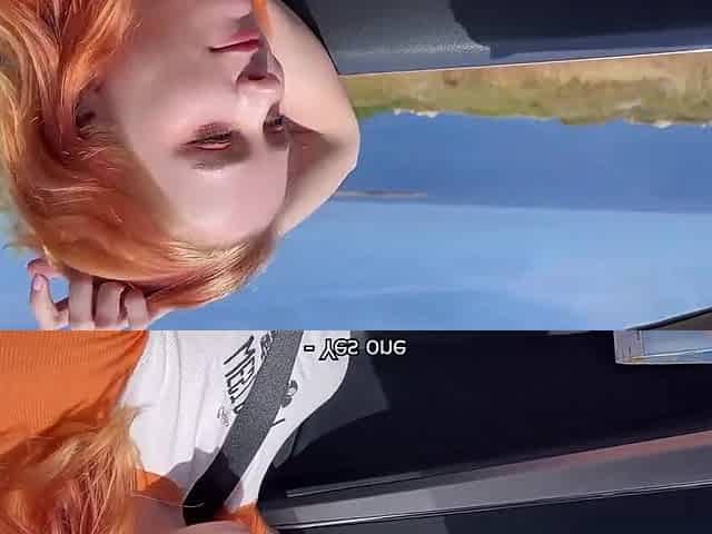 Beauty Sucking Knob Stranger in Car and Bang on a Rest