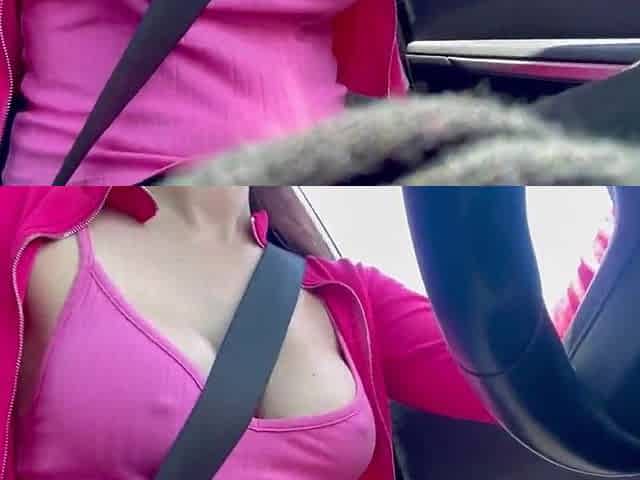 Car ride with Artemisia Love and her large sexually excited bazookas