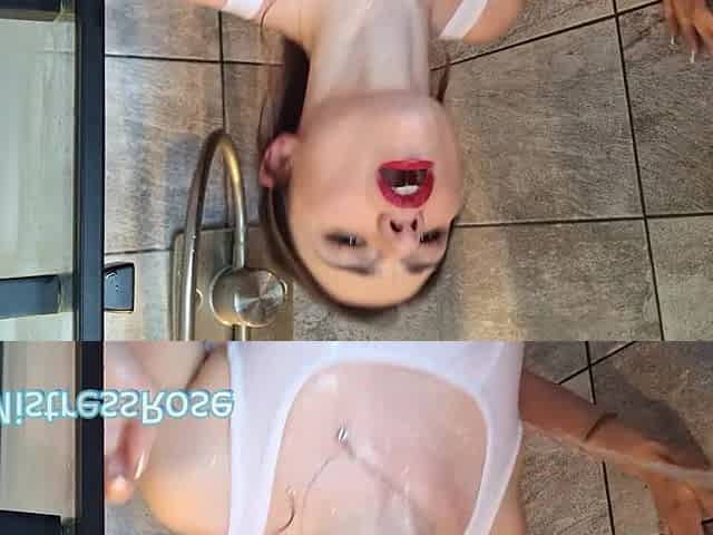 Covers me in Pee in advance of coating my face in cum.