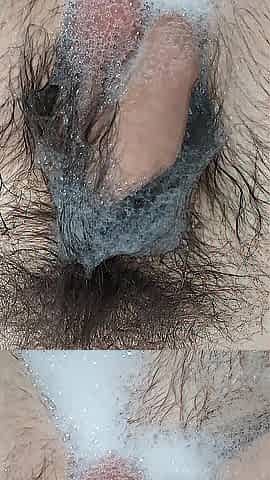 Close-up penis wash