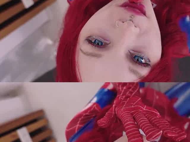 The spider hotty got off her web right on my shlong and was doused with cum.