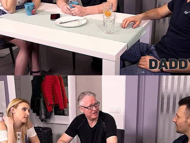 DADDY4K. Blond has secret affair with boyfriend's in the kitchen