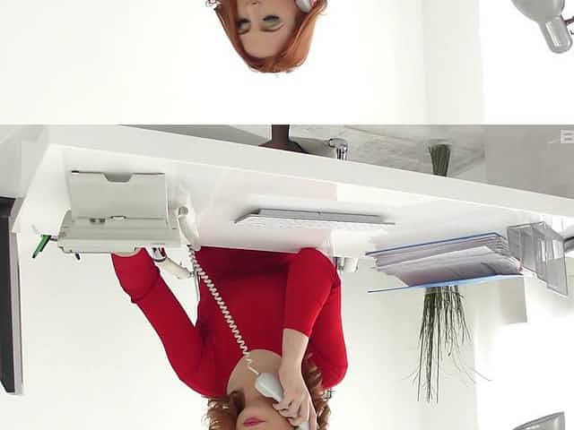 Redhead secretary Eva Berger fucks her boss and swallows his load