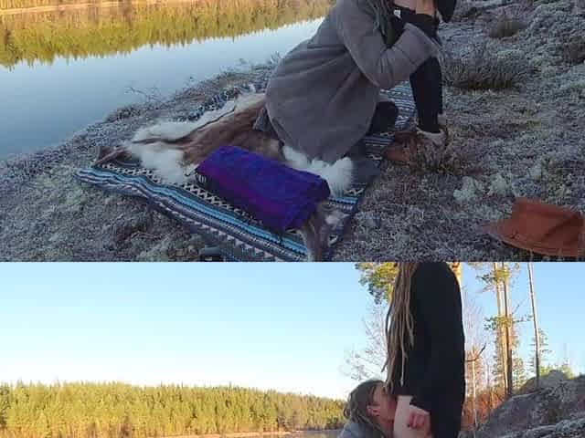 Sex on a reindeer skin next to a forest lake - RosenlundX - 60fps
