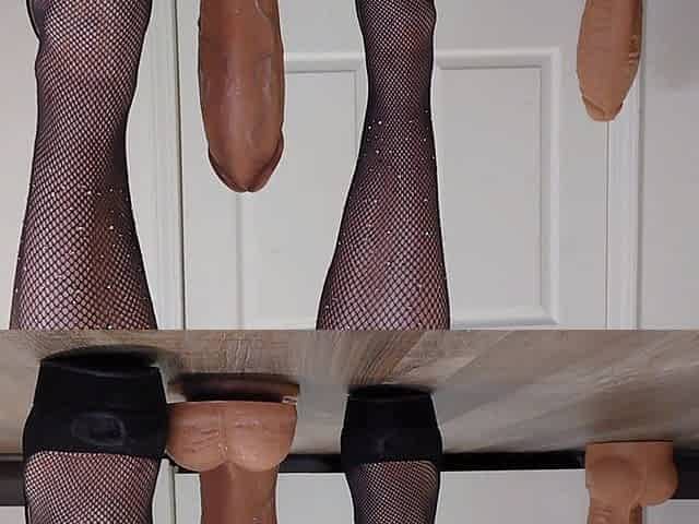 Black Heels and Fishnet Bling. Riding Huge Toys, and Fingering My Ass to Orgasm.
