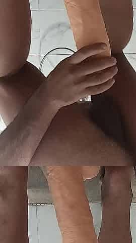 Riding a large sex-toy
