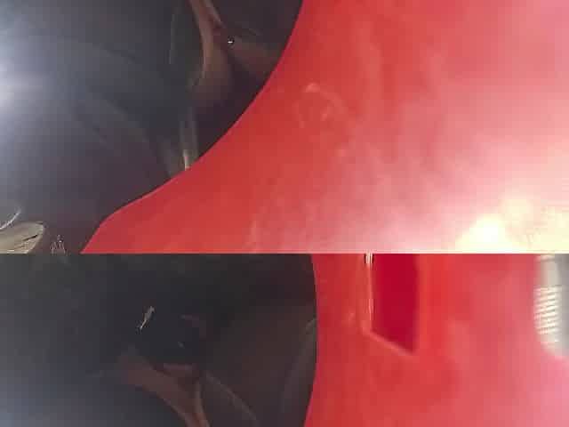 Sissy in chastity cage and 2 buttplugs underskirt at market & public cum at parking