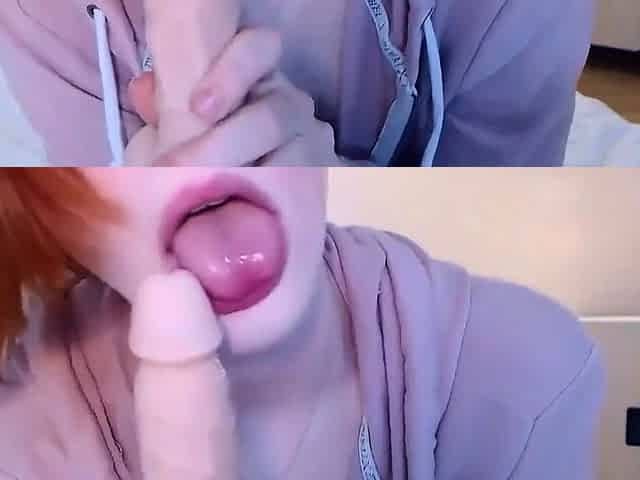 Redhead babe and her dildo
