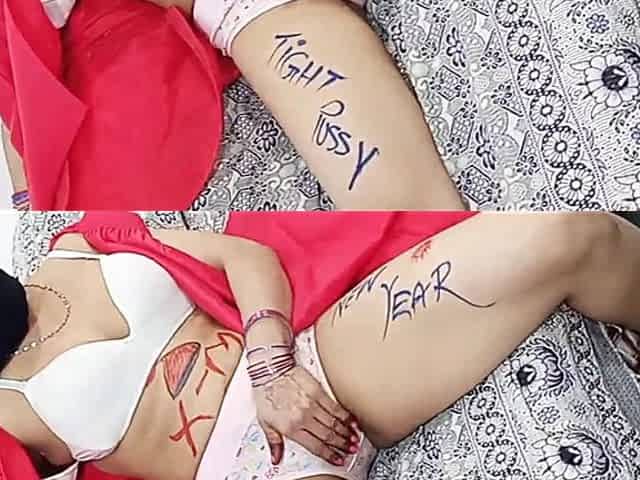 New Year Christmas Celebrations Dildo Fucked Her Big Ass and Pussy Wearing Red Gown White Bra Black Hijab