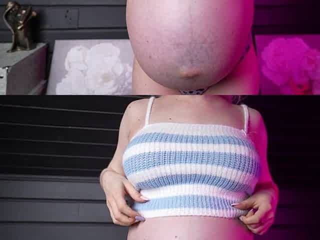 3 Bras, Oil and Slaps on Huge Pregnant Belly
