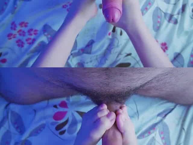 The most good footjob u'll ever watch! Nice-looking pink feet and cum on feet! ASMR