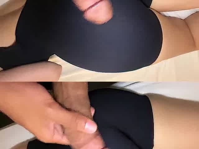 Cumming on my stepsister's large butt - CUM ON CLOTHING