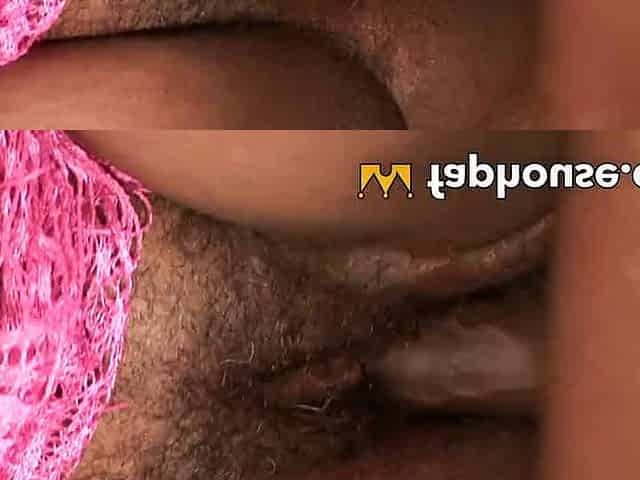 Dark-hued black plumper with gigantic butt in fishnet tights gets gash poked by black guy - XXX porn at its hottest!