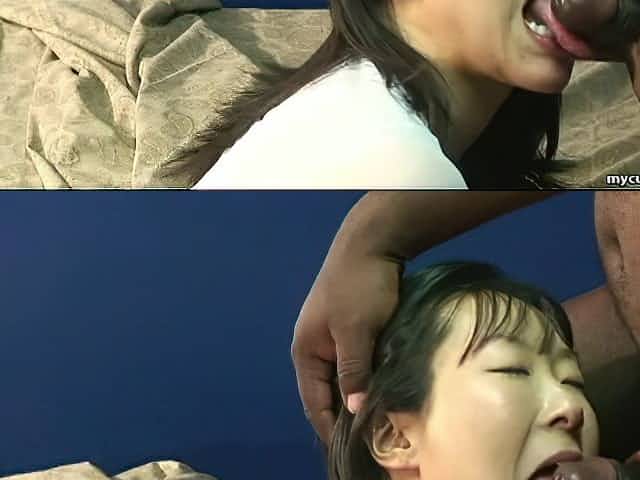 Sexy Japanese babe is sucking that horny black dick