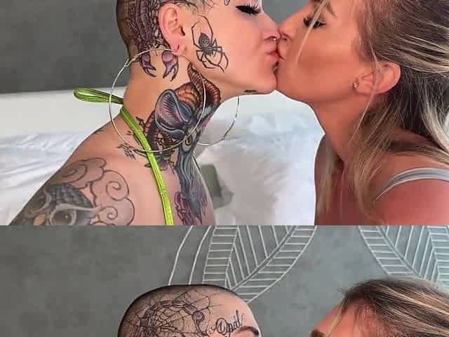 Andi Avalon - Wife Films Husband With Hot Shaved Headed Tatted Girl!!