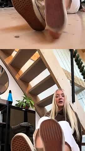 Blonde in stockings foot fetish and pussy pounding