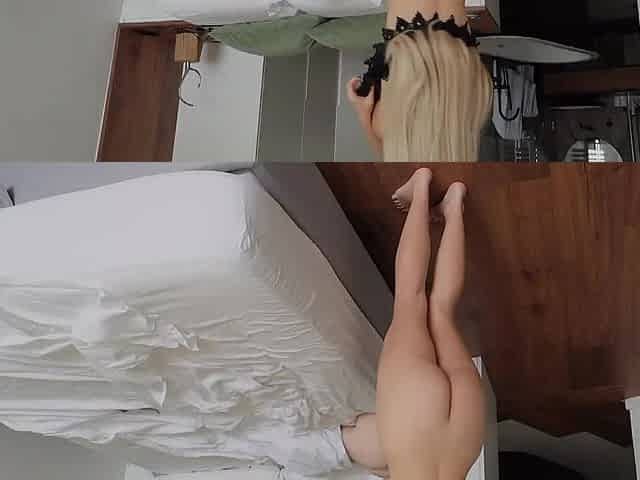 I take turns pounding my stepsister's pussy and my sex doll in doggystyle position