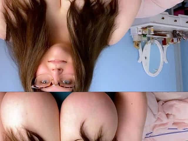 Busty curly brunette with big boobs fucks on couch