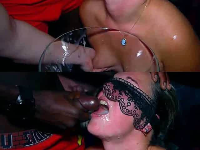 j avale tout le sperme dans un enorme bukkake