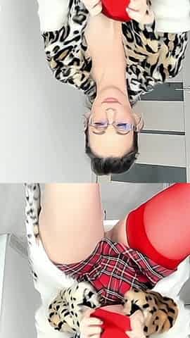 Dildo Stretches My Pussy Deep in Red Stockings & Luxe Fur Coat - Ultimate Indulgence!