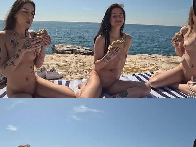 Two lesbian teens Dora and Gabriella Lati enjoy a day at the beach