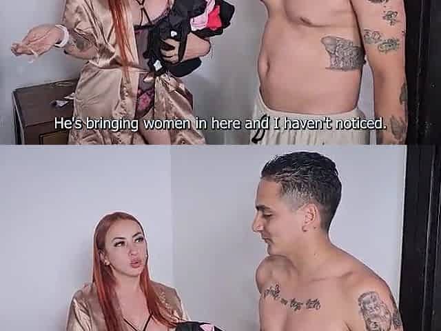 I Take Off My Virgin Stepson's Cock rubber So This guy Can Screw Me Raw - Andrea Castro & Daniclark