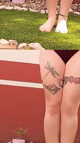 My Stepsister Can't Stop Ejaculating, orgasm with Tickling with Grass on Her Feet