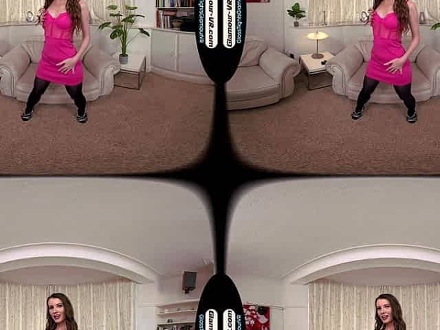 Brook Logan Pink Party Dress With Black Glossy Legwear & Special Dildo Treat - 8k Vr