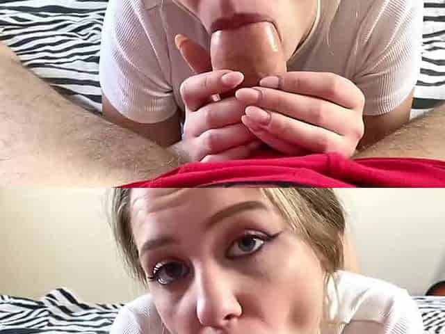 My super-naughty stepsister spent all the money on my card and decided to make it up to me by providing the hottest XXX blowjob!