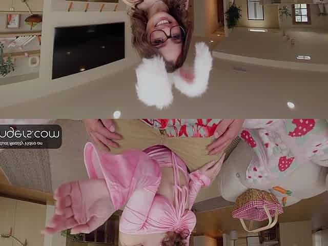 VR Bangers: Sexually excited Brunette hair Masturbates and Sucks A Monster Ramrod in a Bunny Suit