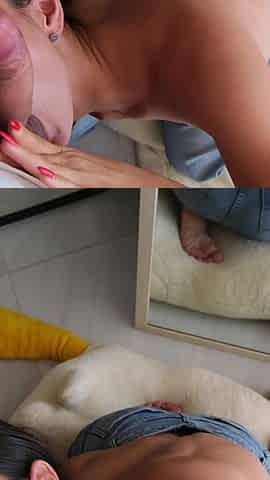 Deep and Passionate Blowjob with Cum Eating Condom