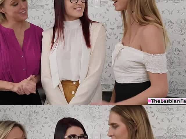 Lesbian lawyer settling things with client then have 3some