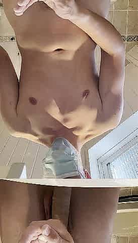 After my shower I put cream on moist body and got so lewd that I exploded in my sink