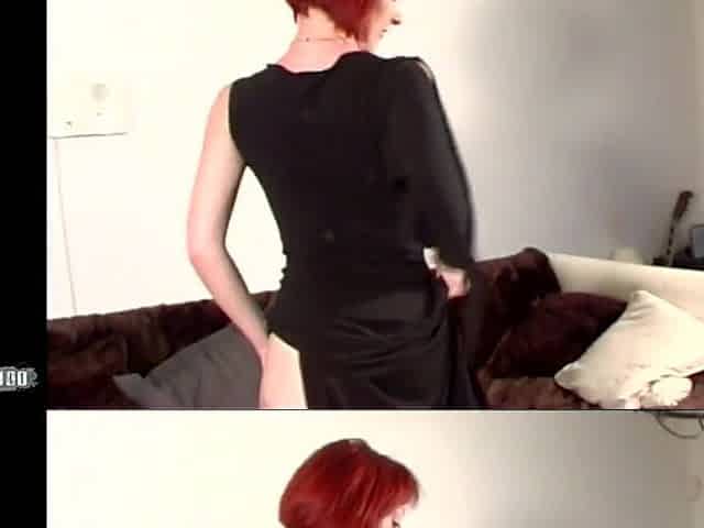 Mahylis: Red Hair Babe Strip on the Sofa
