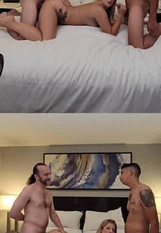 Mfm Threesome Hotwife Hotel Fuck & Double Creampies