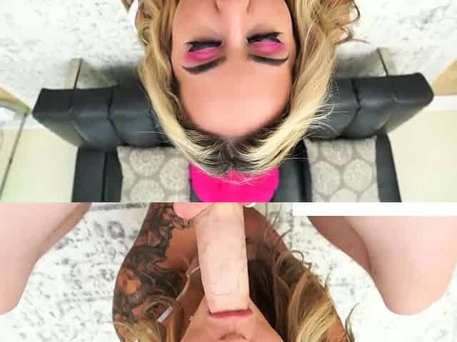 Deepthroat blowjob with spunky brunette Misty Meaner
