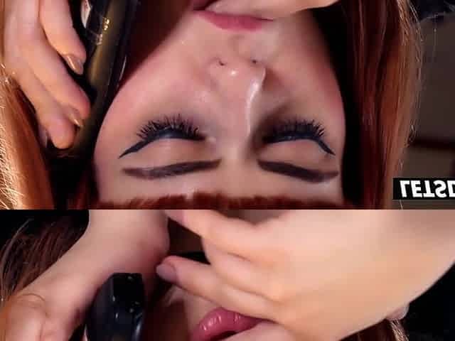 Sloppy Deepthroat at Work... This babe Gags on It and Shoves It Back Down Her Mouth