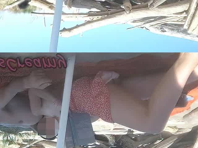 Rod Flash! Beach Exhibition: Teacher Gives a Tugjob to a Undressed Student in Public!