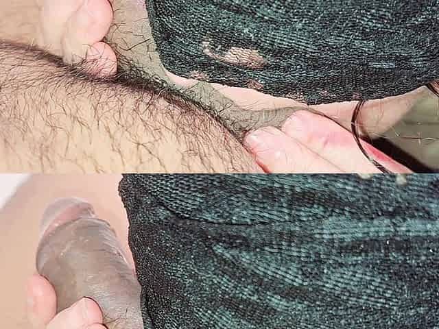 Playing a Little with His Dick