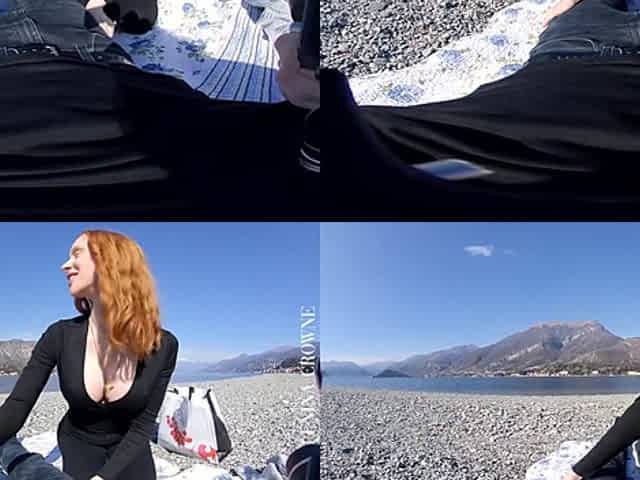 Lakeside Picnic With A Blowjob - Outdoor Redhead Blowjob