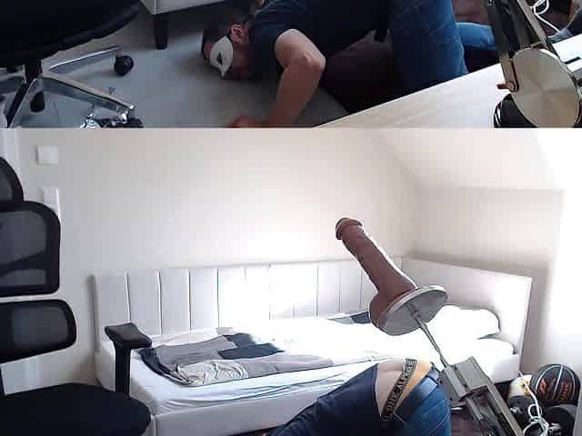 Homo Dom made me eat my cum after using a banging-machine to pound my booty and mouth